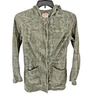 Mossimo Hooded Utility Jacket Women's Small Aztec Print Pockets Zip & Snap